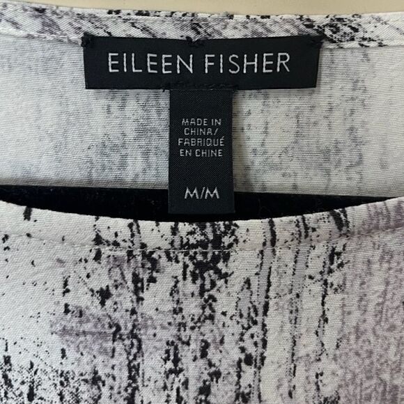 EILEEN FISHER Tencel Printed High-Low Top White Gray Purple Women’s Size Medium - Picture 7 of 8